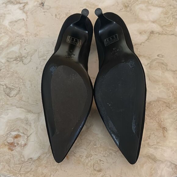 Hogl Suede Leather Kitten Heels Gold Tone Buckle 6-6.5 - Picture 10 of 13